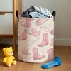 1pc Sweet Cowboy Elements Pattern Printed Dirty Clothes Basket | Multi-functional, Polyester, Household Foldable, Large Capacity, Contemporary Round S