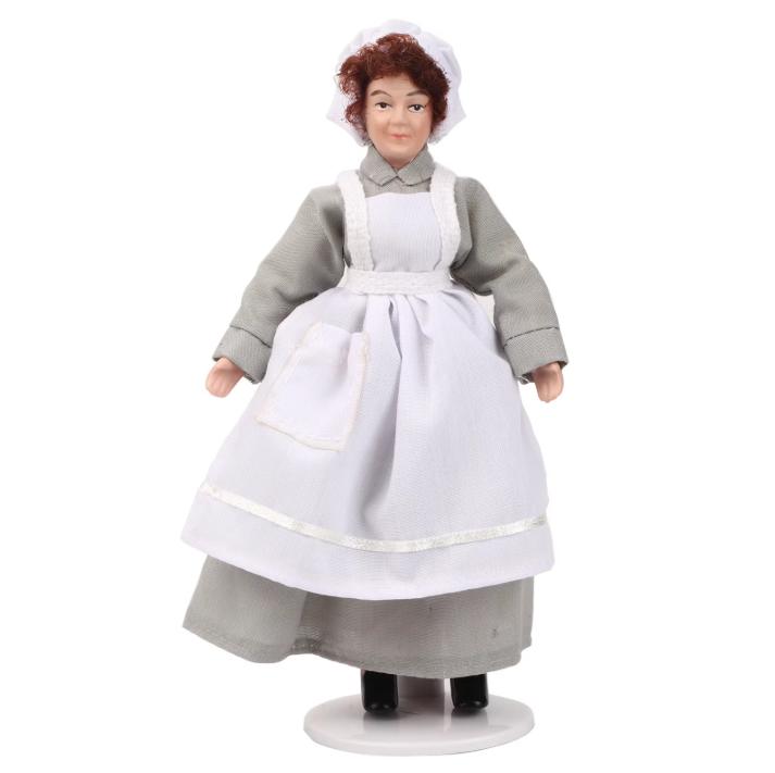 Кукольный домик Миниатюрная фарфоровая кукла Модель Орнамент Кукла Повар Мужчина Слуга Кукольный домик Аксессуары#2 светло-серый