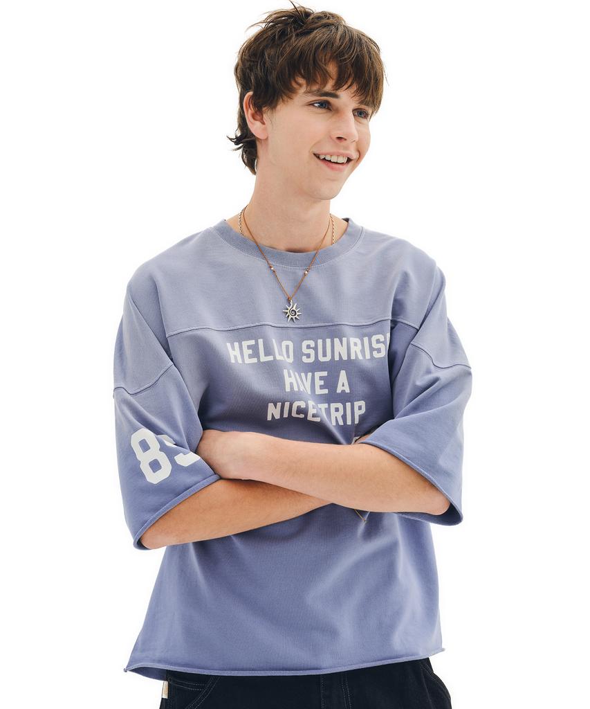 HELLO SUNRISE Hnt Football Tee_Vtg Blue