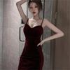 Women's French-Style Gold Velvet Bodycon Camisole Dress - Slim Fit, Figure-Flattering, Summer Hot Girl Short Skirt