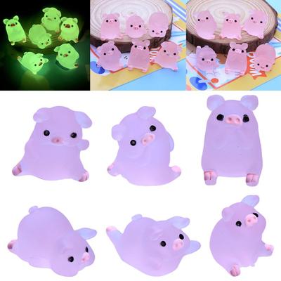 Mini Luminous Pig Cute Internet Celebrity Pink Pig Doll Car Handmade Diy Pendant Jewelry Center Decorations Keychain Consol K0Y7