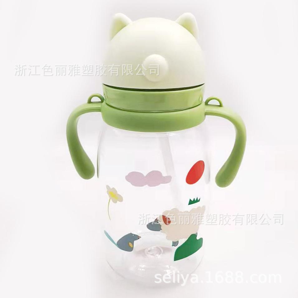 Water bottle new creative Internet celebrity children's straw cup high value food grade handle graduated cup wear resistant drop portable kettle