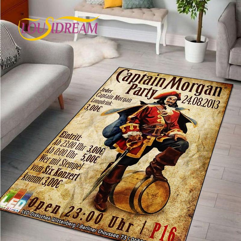 Captain Morgan Musterteppich für Schlafzimmer Wohnzimmer Teppich für Küchenbodenmatten Heimdekor Kinder Rutschfeste Bodenmatte Teppich Alfombra