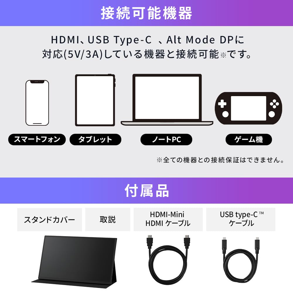 Iris Ohyama Portable Slim Black Monitor, 18.5-inch FHD, Design, Compact, Non-Glossy, 60Hz, DP-EF184S-B,