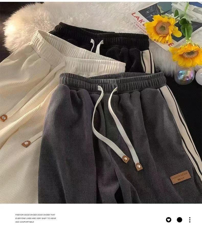 Herren Cord Jogginghose mit Seitenstreifen - Trendige lockere Passform für Frühling & Herbst