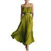 Summer 2 Piece Skirt Set for Women, Sleeveless Spaghetti Strap Top And High Waist Ruffle Skirt Vacation Travel Outfits