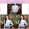 Bubble Sleeve Girls Blouse With 3d Plaid Print For Summer Casual Wear