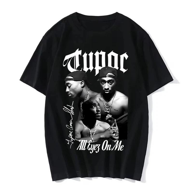 Mode T-Shirt Rapper Tupac Top Hip Hop Streetwear Kurzarm T-Shirt Herren- und Damen-T-Shirts Harajuku Übergröße Kleidung