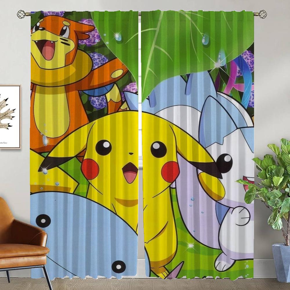 

Елегантні кімнатні штори Покемон 2 штуки Штори-затемнення для спальні Перегородка Віконна штора Хелловінська прикраса Вітальня Кухня W86xH213cmx2pcs-CL