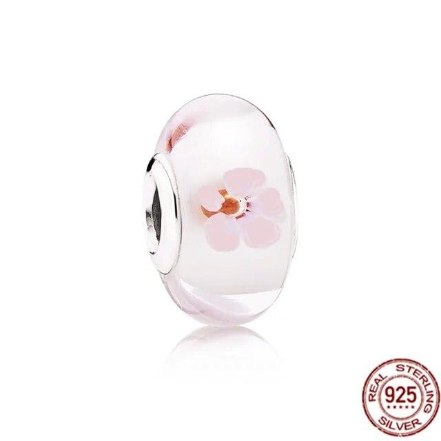 925 Sterling Sølv Rosa Lilla Mørkeblått & Star Murano Glass Charms Perler Passer OriginalNew Armbånd Bangle DIY smykker