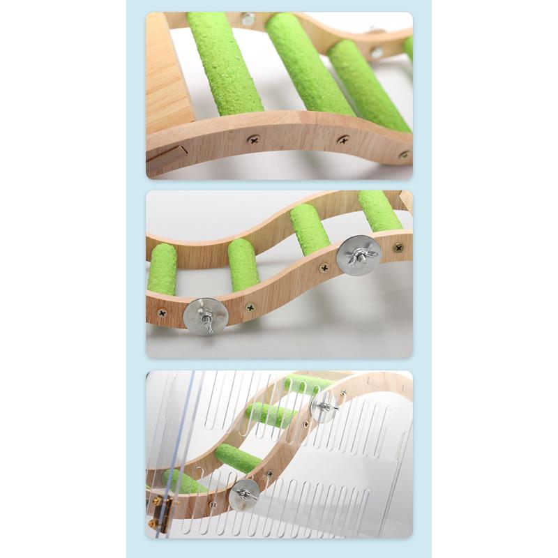 Pet Bird Wooden Ladder Play Platform Grinding Claws Interactive Toy Birds Cage Accessories Supplies