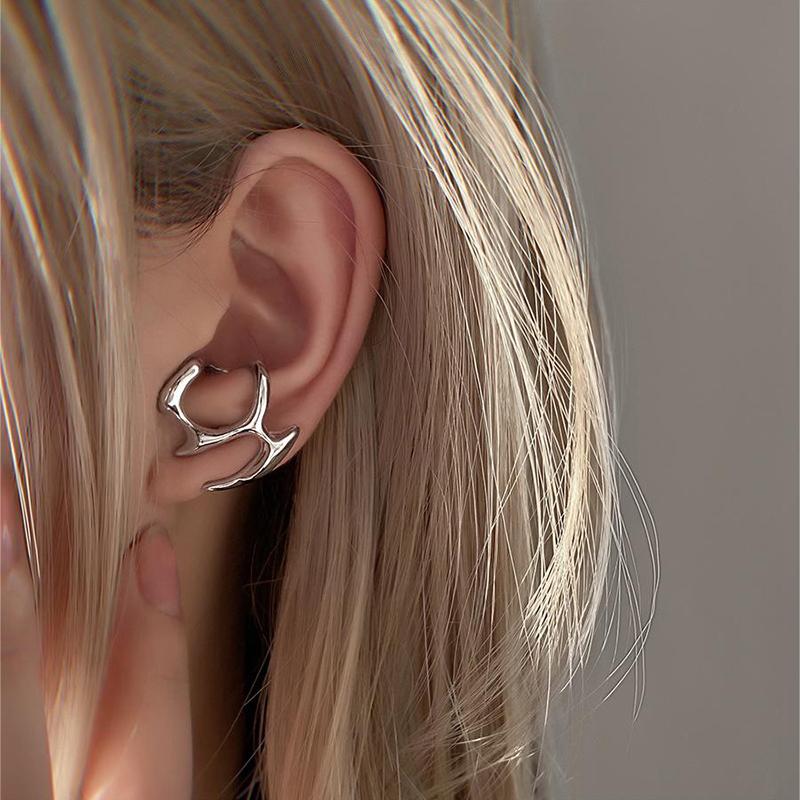 1 Pair Irregular Liquid Earrings For Women Hip-Hop Punk Fashion Delicate Metal Earring Clip Minimalist Jewelry Accessories Gift
