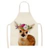 Kuchař Olej a skvrny Zástěra Květinová Roztomilý zvířecí vzor Lněná zástěra Home Clean Vaření Pečení Kuchyňská Zástěra 47X38CM 68X55CM