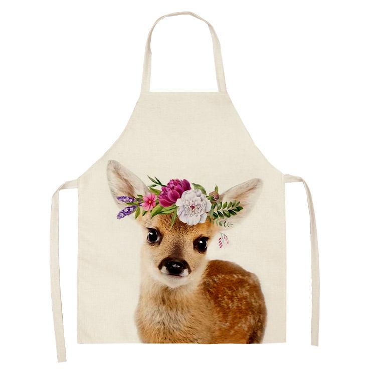 Kuchař Olej a skvrny Zástěra Květinová Roztomilý zvířecí vzor Lněná zástěra Home Clean Vaření Pečení Kuchyňská Zástěra 47X38CM 68X55CM