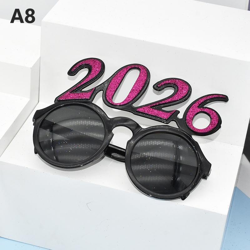 2026 Number Eyeglasses 2026 Happy  Year Glasses Diamond Glitter Sunglasses Cosplay Prop Xmas Party Decoration Funny Glasses