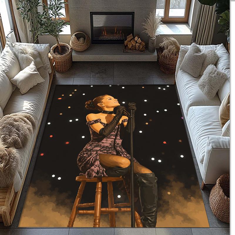 Soft Crystal Velvet Floor Rug,Ariana Grande Anti Slip Decorative Carpet, Plush Area Mat For Indoor Home Decoration