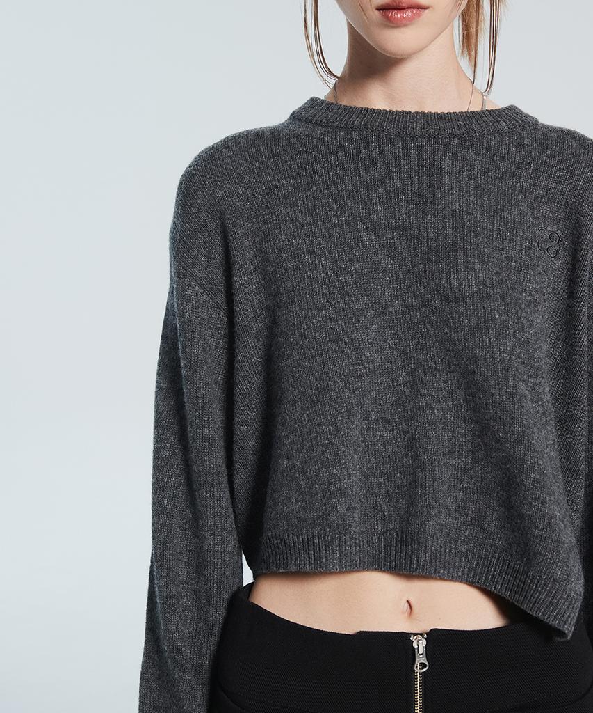 RACLEUR Ra Asymmetrical Crop Knit [Charcoal]