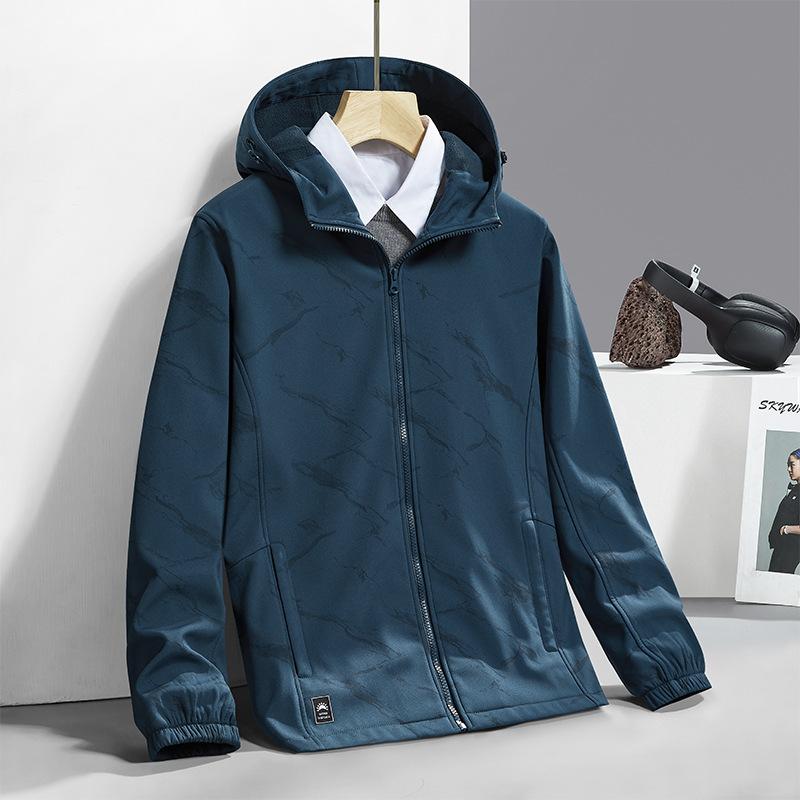 Outdoor Soft Shell Jacket Men's and Women's Fleece Hooded Trench Coat Camouflage Breathable Autumn and Winter Cold Mountaineering Jacket