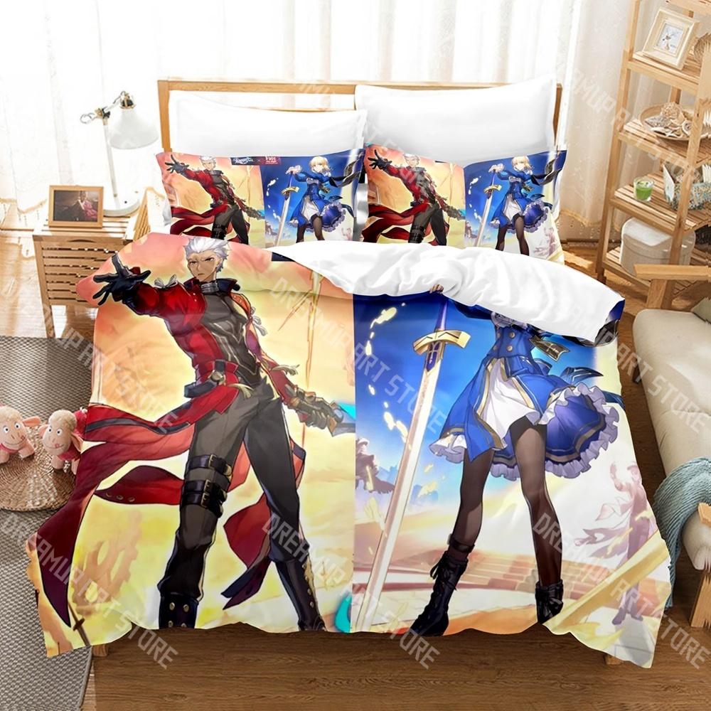 Fashion Fate stay night Anime Bedding Set Single Twin Full Queen King Size Bed Set Kids Bedroom Duvetcover Sets Bed Sheet Set