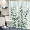 1 Elegant Eucalyptus and Rose Shower Curtain - Soft Green Leaves and White Flowers, Polyester Fabric with Hooks Machine Washable