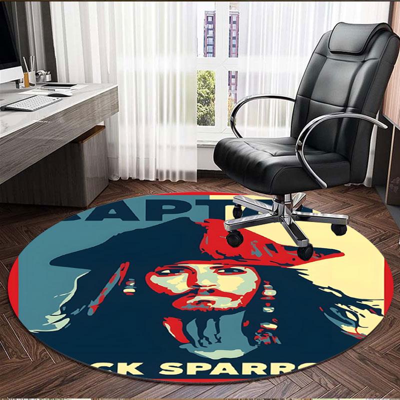 Captain Jack Sparrow Print Round Rug, Washable Floor Carpet, For Entryway Dorm Laundry Room Office Study, Home Decor Birthday Christmas Gift