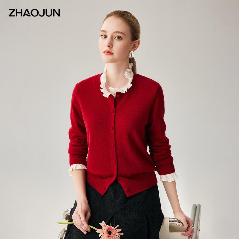 Zhaojun Women's 100% Cashmere Round Neck Cardigan