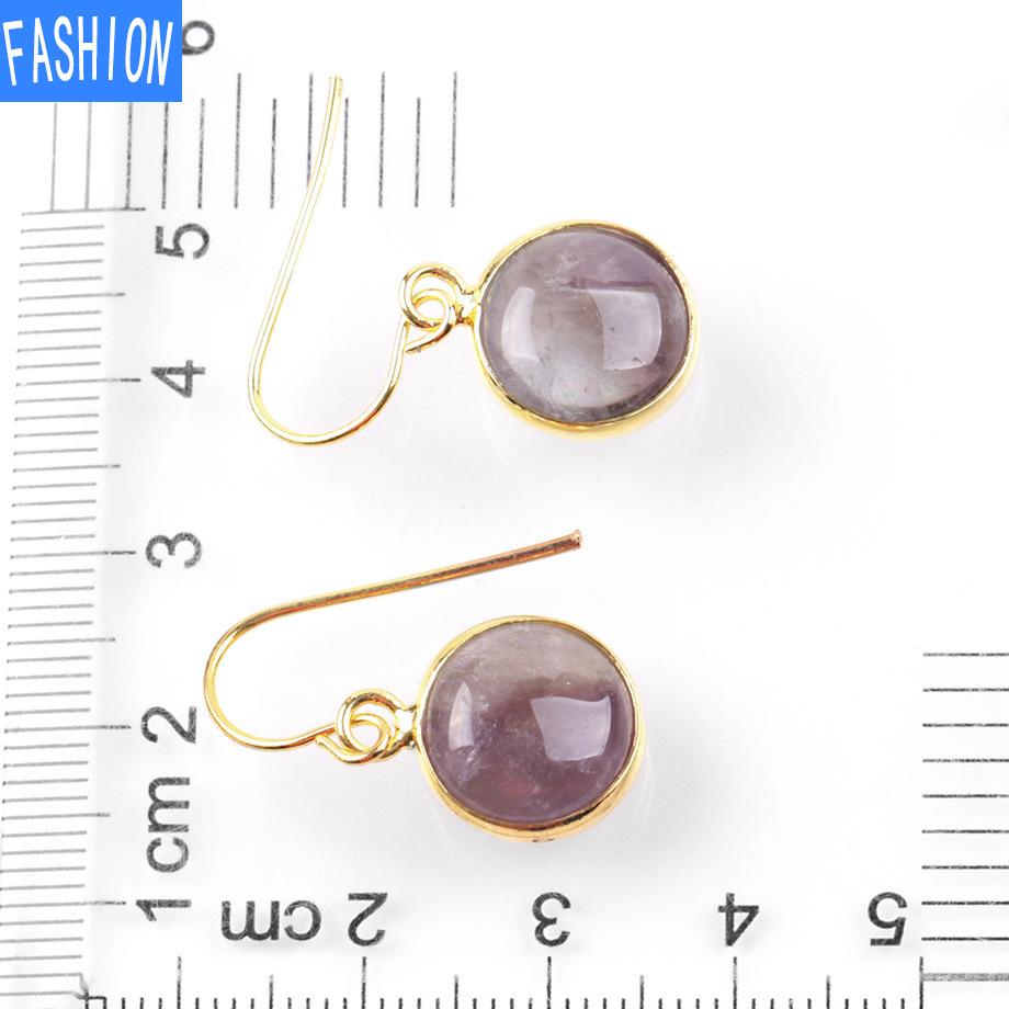 Creative Natural Convex Crystal Earrings Gold Plated Small European and American Personalized Earrings Fashion Amethyst Earrings