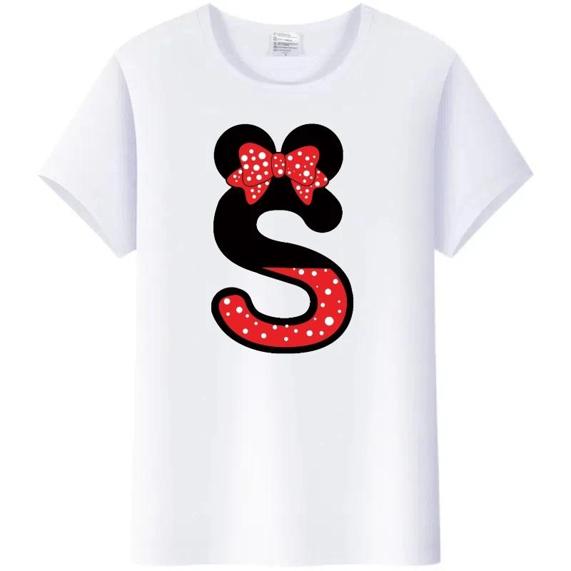 Fashion Blouses Letters Cartoon Mickey Mouse Minnie Printed Family T-Shirts Tshirt Harajuku 90S Top Gift Unisex