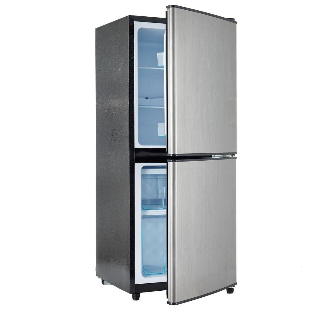 106L Energy-Saving Mini Fridge LED, 60L Refrigerator + 46L Freezer, 7 Temperature Settings, Adjustable Shelves, 166 Kwh/Year, 45db