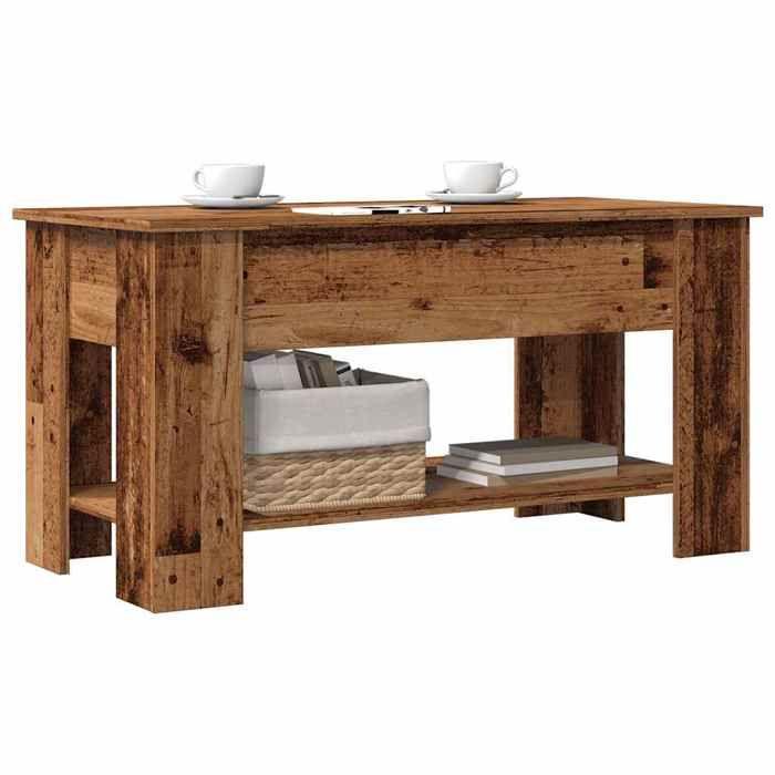 VidaXL Coffee Table Old Wood 101x49x52 Cm Engineered Wood, Coffee Table with Lift-up Top, End Table, Table 856926