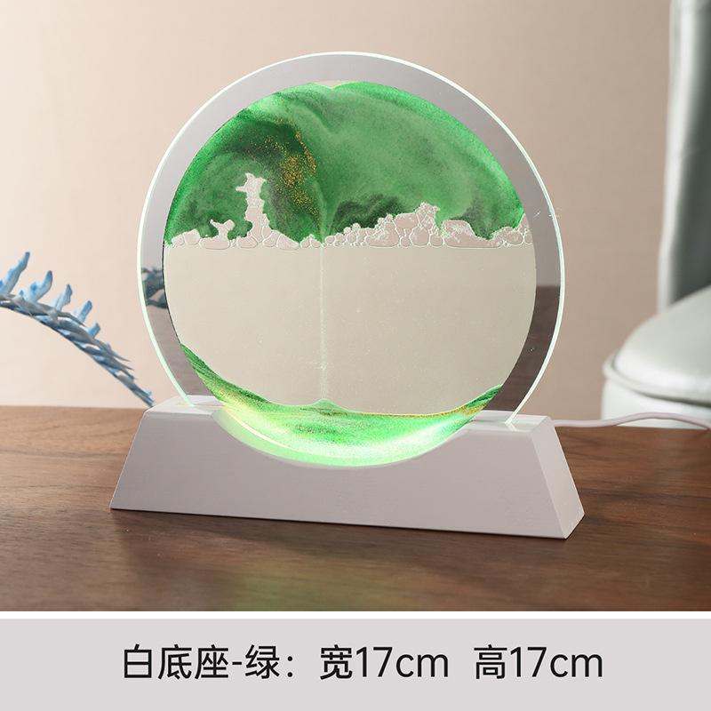 Beweglicher Sand Nachtlichter 3d Sanduhr Treibsand Leuchtendes Ornament Glas Sandlandschaft Handwerk Fließende Malerei Lampen Heimdeko Geschenk