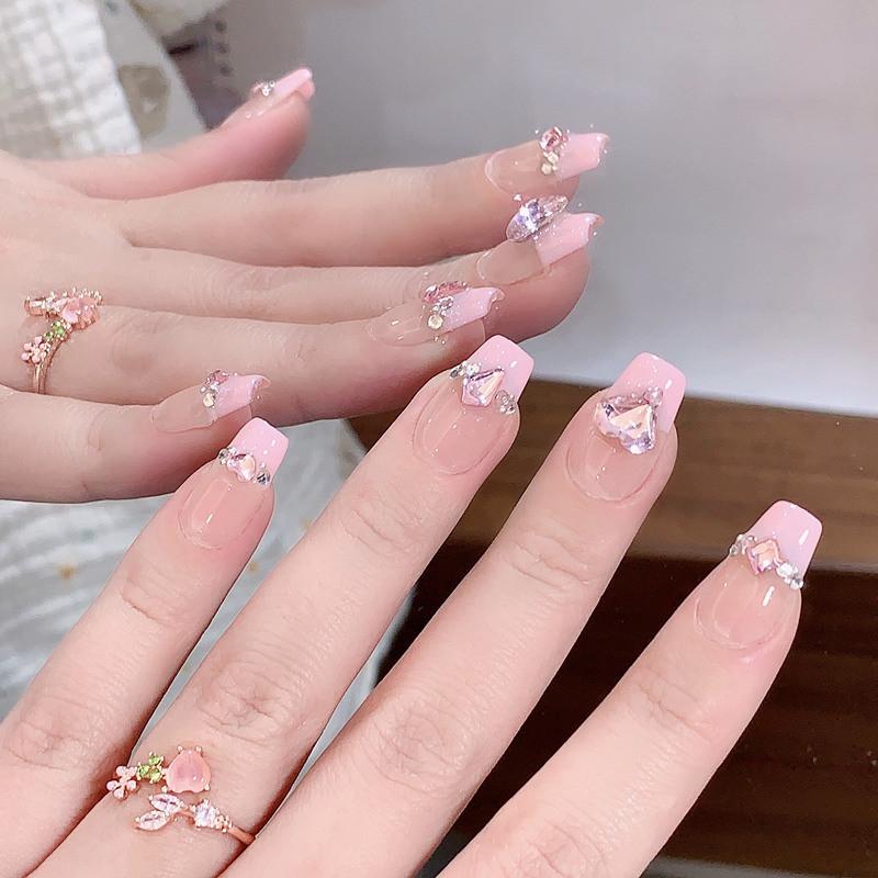 Wearing Nail Adorable Pink Heart Art Sticker Explosive Cute Trend Fashionable