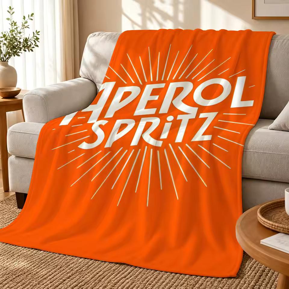 Aperol Spritz Throw 240g flannel blanket, suitable for sofas, beds, offices, exquisite gift blankets