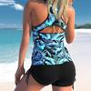 Women Sexy Large Size Floral Print Swimsuit Female Summer Two Piece Tankini Set Fashion Monokini Beachwear Bath Suit