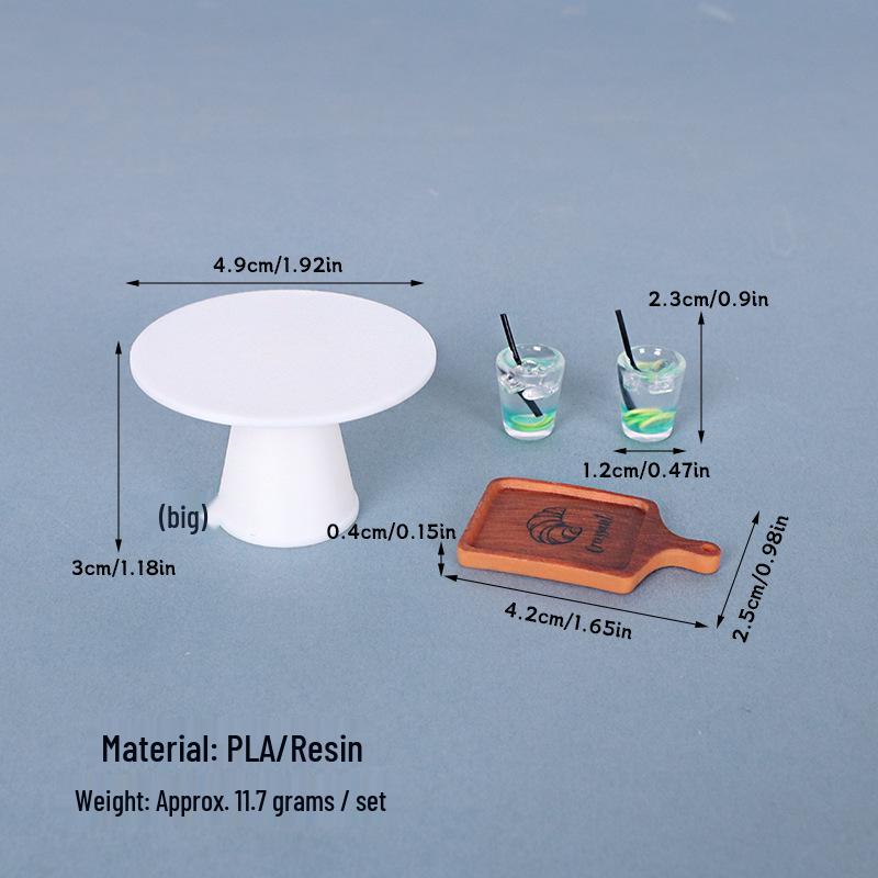 Mini Dollhouse Juice Display Tray - Handmade Decorative Table Accessory