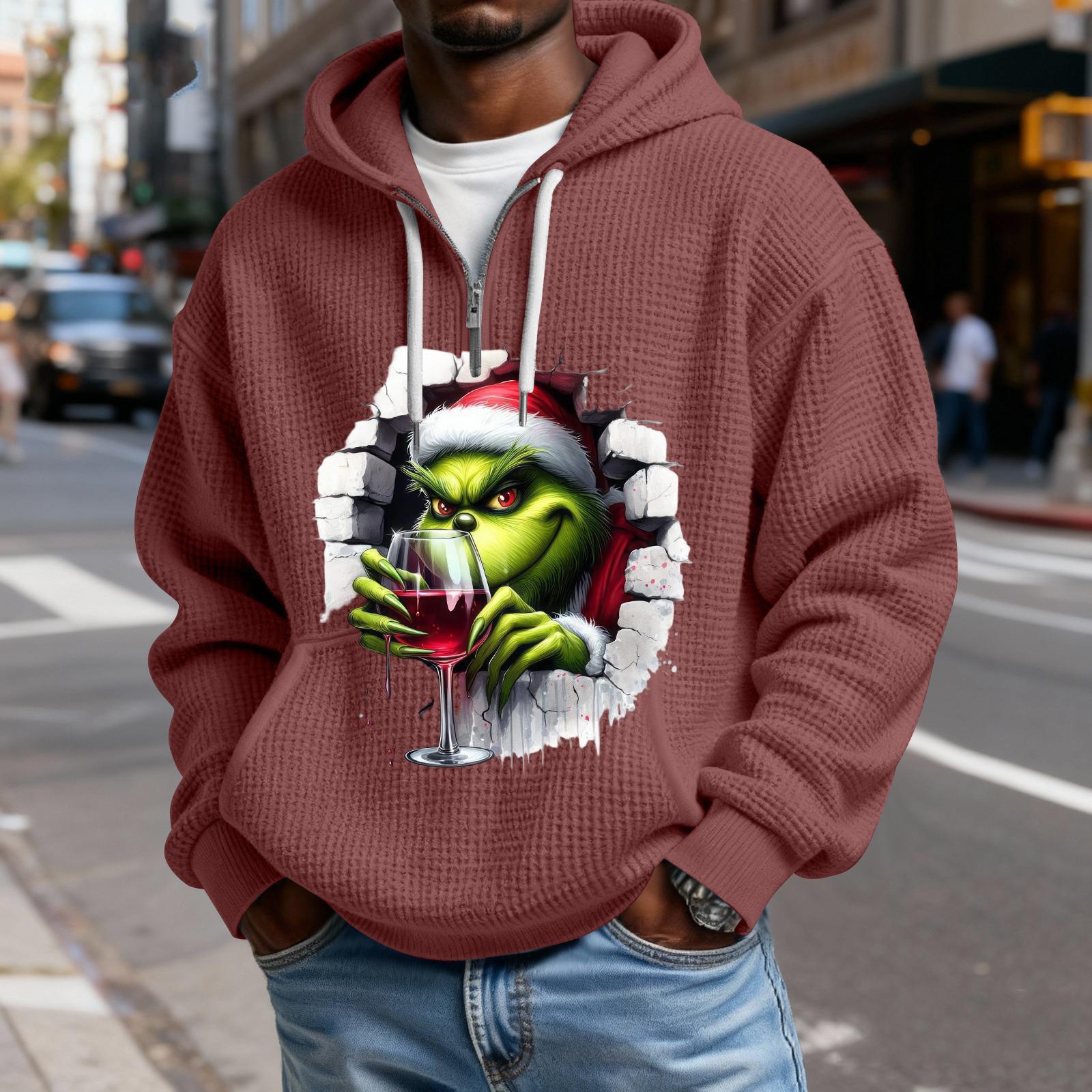 

Мужская повседневная однотонная толстовка с капюшоном и длинным рукавом на молнии Mokaloha, повседневная футболка с длинным рукавом на молнии L винный