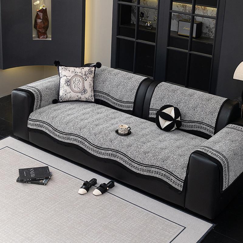 New High-end Light Luxury Chenille Special-shaped Sofa Cover,four-season Universal Fixed Non-slip Sofa Cushion Cover Back Towel