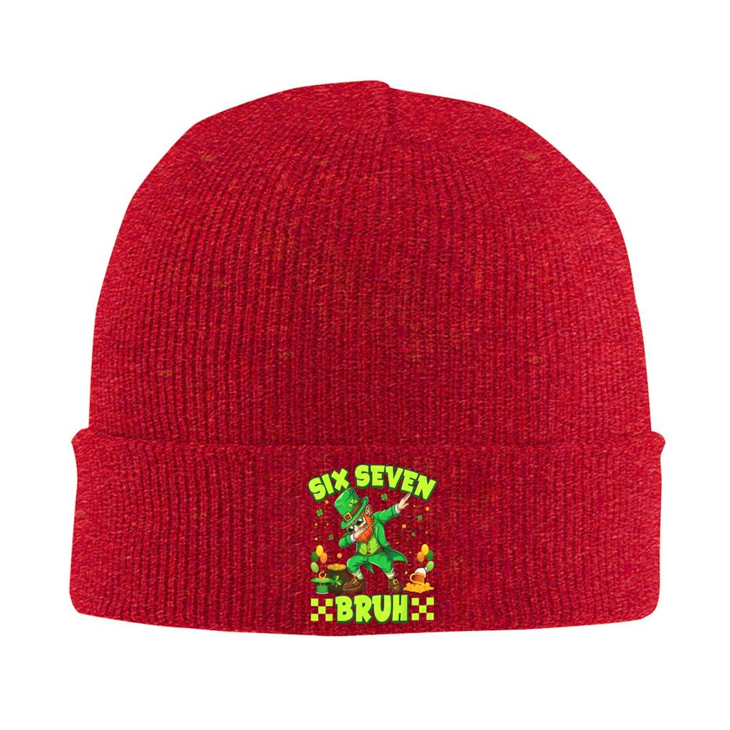 Six Seven Bruh 67 Funny Saint Patricks 6 7 Meme Beanie Hats  Skullies Beanies Male Vintage Warm Caps Autumn Design Bonnet Hats