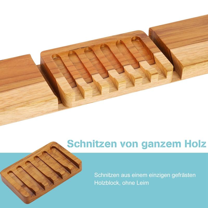 Soap Dish With Slanted Waterfall Design Bar Soap Holder Teak Wood Soap Saver For ShowerBathroom Sink Kitchen