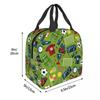 Fútbol Elemento Deportivo Patrón Deportivo Bolsa de Almuerzo Aislada para Mujeres Niños Portátil Cajas de Comida Lonchera Térmica Bolso Tote