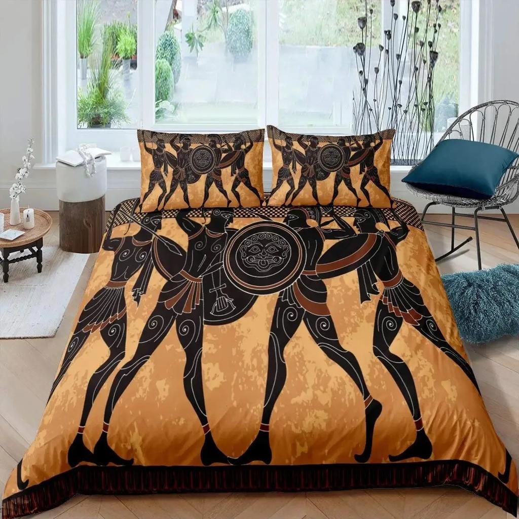 Soldier Duvet Cover Set Teens Boys Japanese-Style Warrior Bedding Set Comforter Cover Set Vintage Style Quilt Cover Full Size