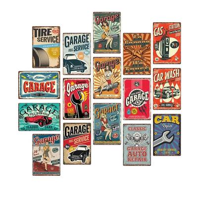 Vintage Metal Garage Aluminium Sign Retro Car Poster Wall Decor Plaque Art X CM