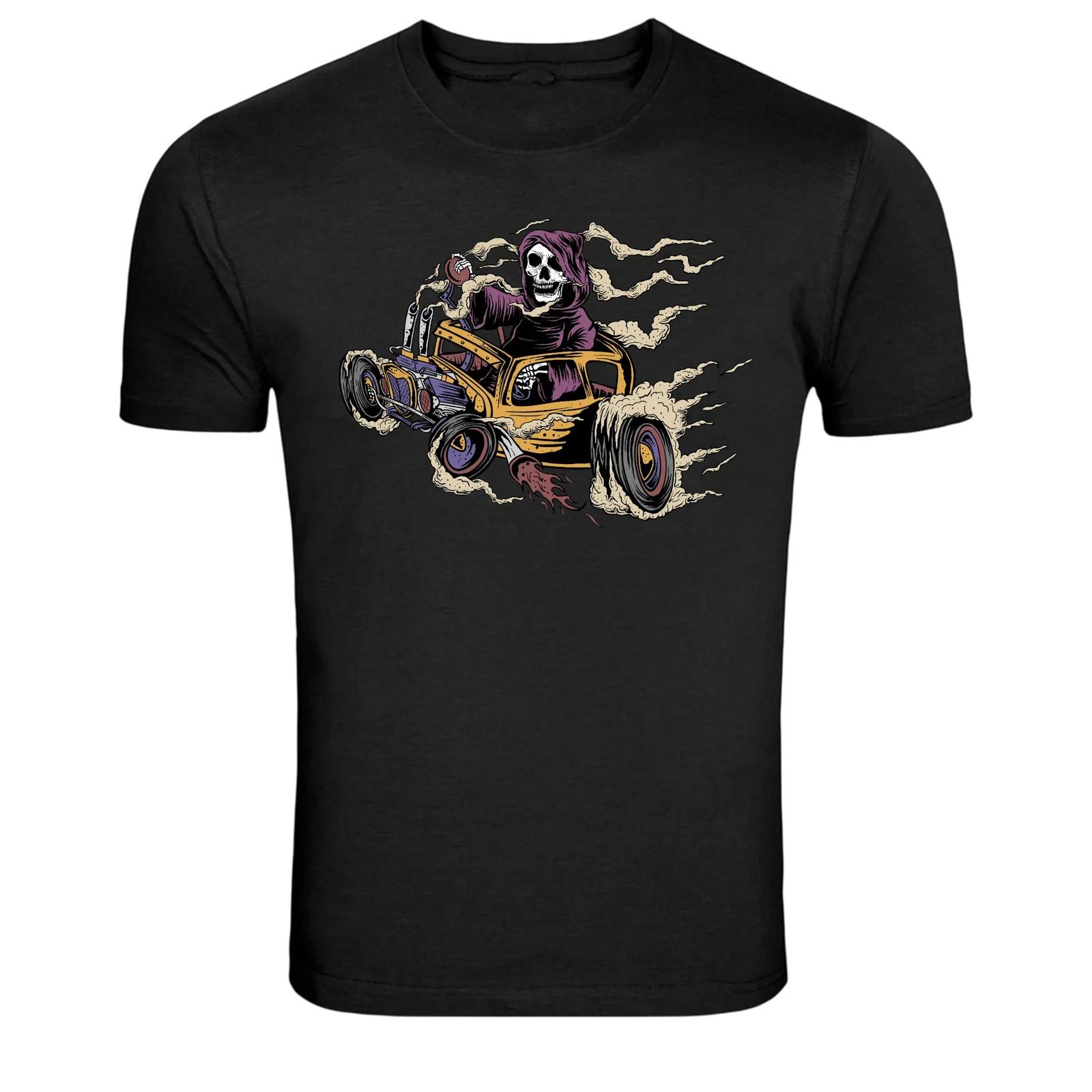 Grim Reaper Hot Rod Car Graphic T-Shirt 2XL