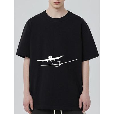 Oversized T Shirt Black Airplane Graphic Print Casual Wear for Men and Women Streetwear Fashion Summer Outfit