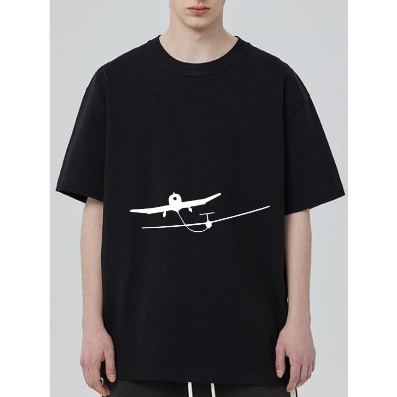 

Футболка оверсайз черная с графическим принтом самолета, повседневная одежда для мужчин и женщин, уличная мода, летний наряд XXXXL чёрный