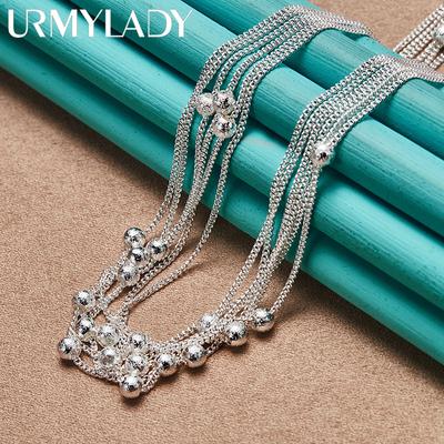 URMYLADY 925 sterlingo sidabro daug grandinėlių matiniai karoliukai 18 colių vėrinys moterims vestuvių vakarėliui madingi papuošalai