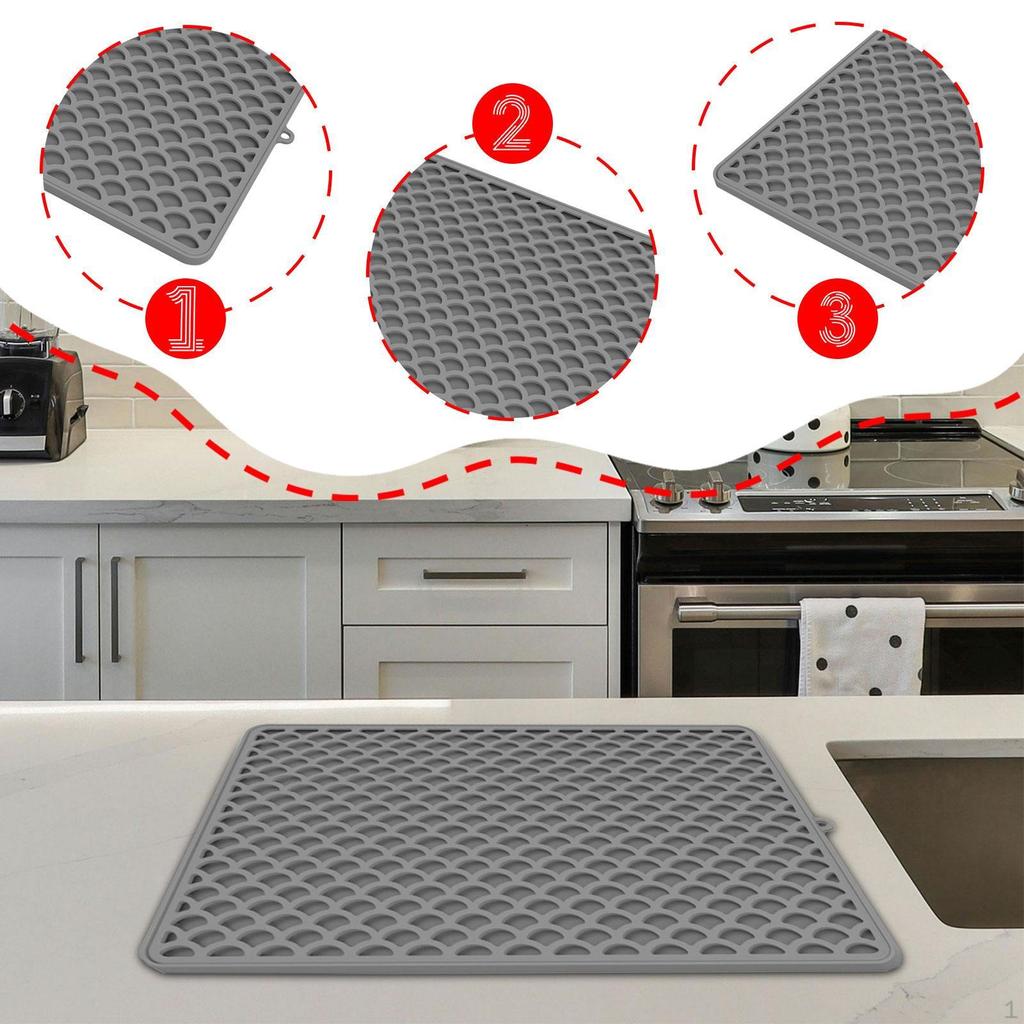 Dish Mat Pad Drawer Liner Protect Surface Non Slip Draining Pet Litter Catcher Multipurpose