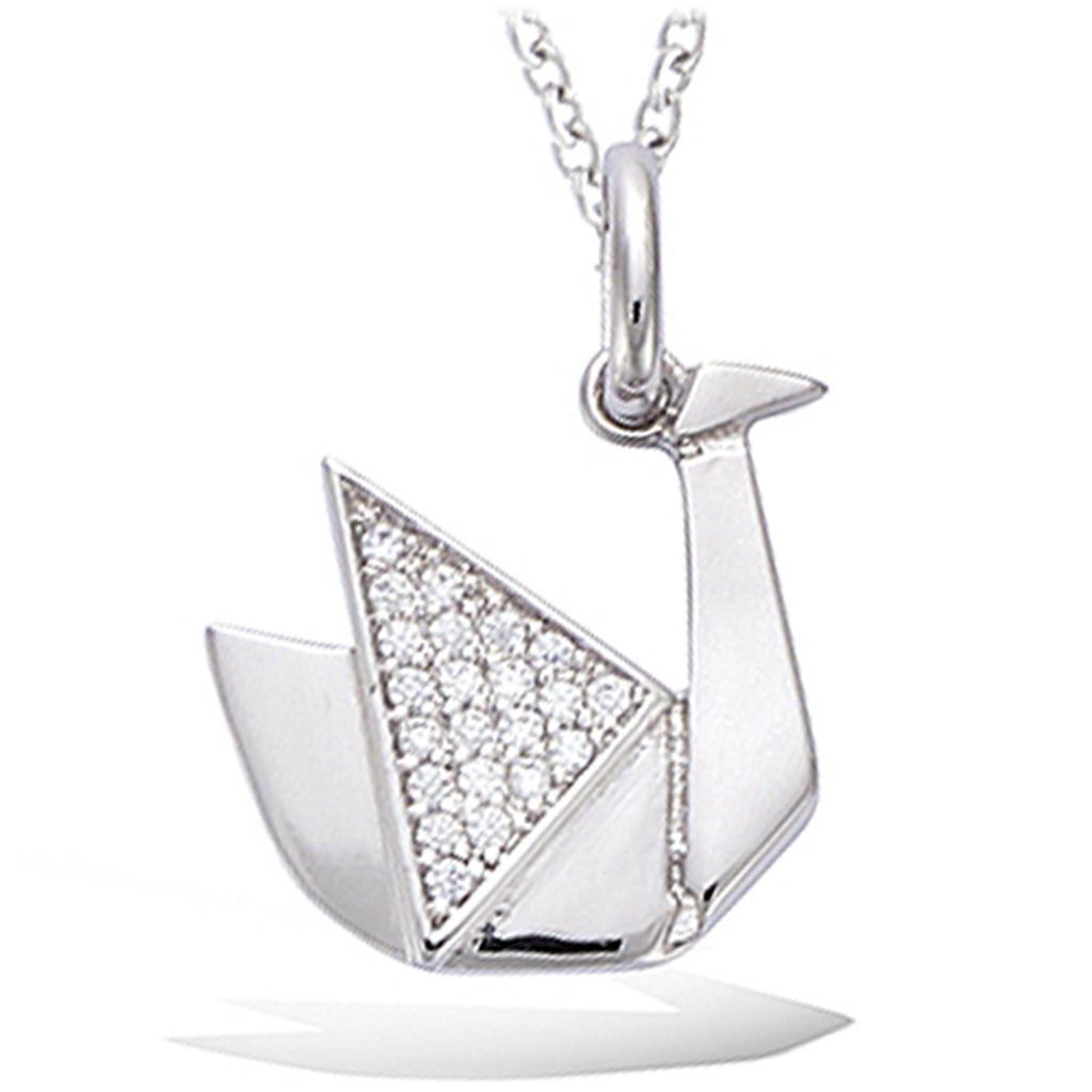 Les Trésors De Lily [P5096] - Silver 'Origami' Silver (rhodium-plated) Swan Pendant - 15x15 Mm