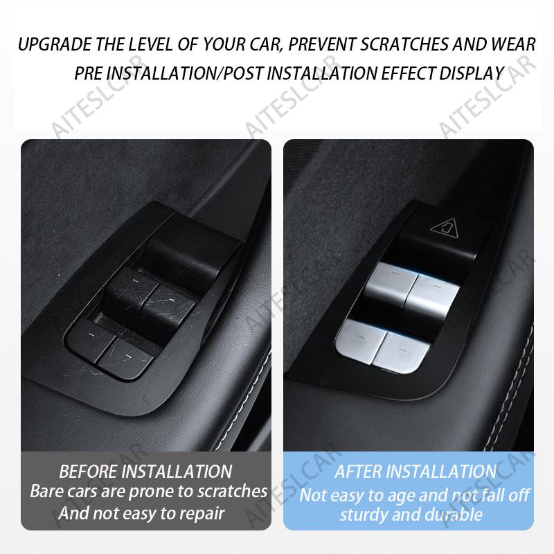 For Tesla Model 3 Highland Model Y Juniper/Launch 2025 Car Open Door Button Stickers 4X Handle Cover Interior Protection Trim