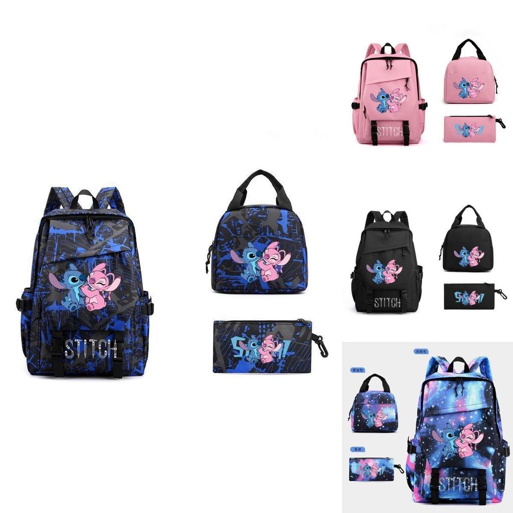 Stitch School Backpack Lunch Bag And Pen Case With Pu Material For Students